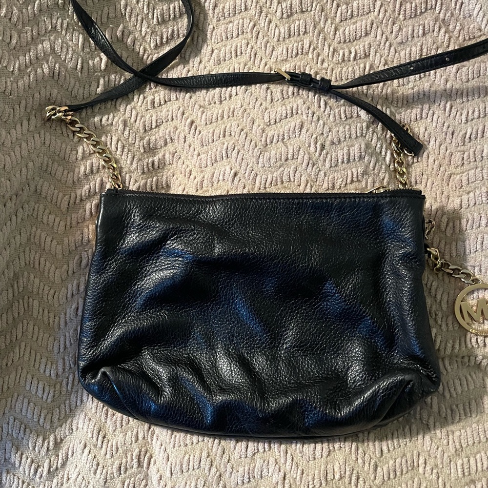 Michael Kors black pebble Leather Crossbody Bag